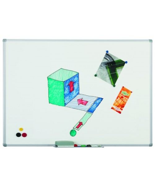 Pizarra metálica blanca 122x100 cm. Apta imanes