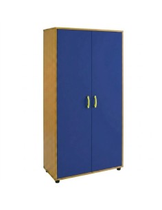 Mueble armario: 2 puertas + 5 huecos - Haya / Azul