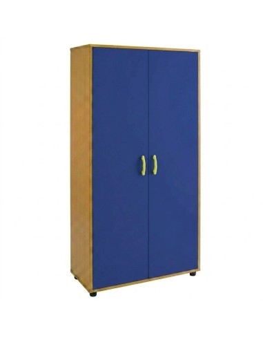Mueble armario: 2 puertas + 5 huecos - Haya / Azul