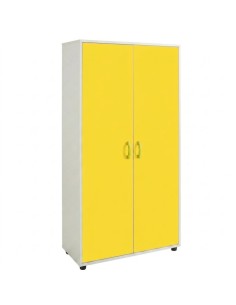 Mueble armario: 2 puertas + 5 huecos - Blanco / Amarillo