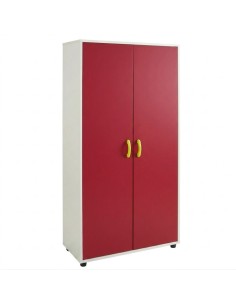 Mueble armario: 2 puertas + 5 huecos - Blanco / Rojo