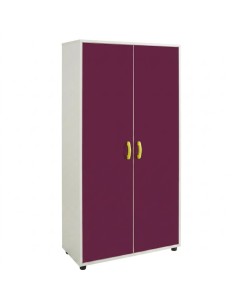Mueble armario: 2 puertas + 5 huecos - Blanco / Morado
