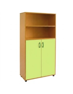 Armario-estantería: 2 puertas y 2+3 huecos - Haya / Verde...