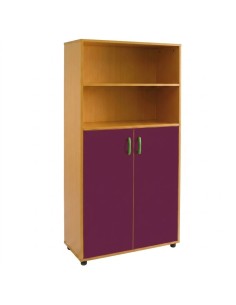 Armario-estantería: 2 puertas y 2+3 huecos - Haya / Morado