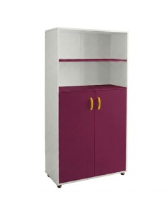 Armario-estantería: 2 puertas y 2+3 huecos - Blanco / Morado