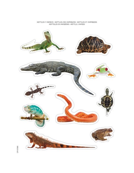 Gomets temáticos reptiles y anfibios - 12 hojas