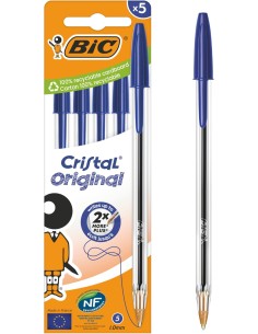 Blíster bolígrafos Bic Azul - 5 unidades