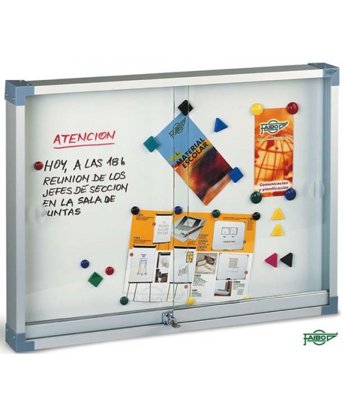 Vitrina metálica blanca con puerta de metacrilato -...