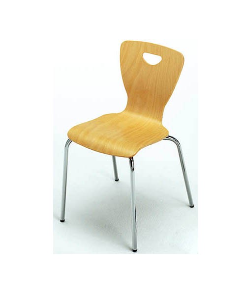 Silla madera haya patas cromo. Altura 33cm 2