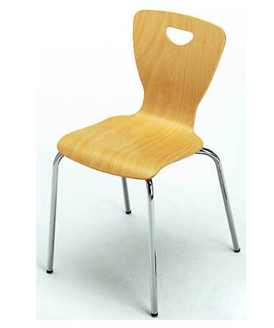 Silla madera haya patas cromo. Altura 33cm