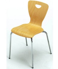 Silla madera haya patas cromo. Altura 33cm