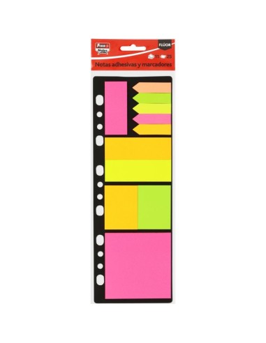 Set de notas adhesivas y marcadores fluor