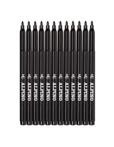 Rotulador fino Alpino Negro - 12 unidades