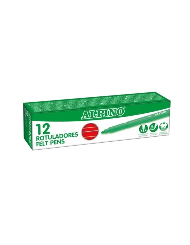 Rotulador fino Alpino Rojo - 12 unidades