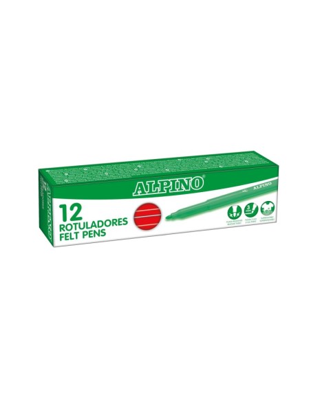 Rotulador fino Alpino Rojo - 12 unidades
