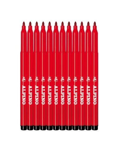 Rotulador fino Alpino Rojo - 12 unidades