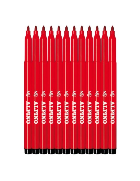 Rotulador fino Alpino Rojo - 12 unidades