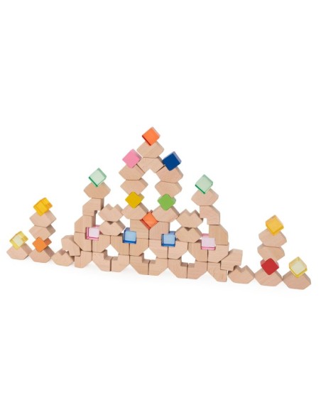 Cubos de madera y acrílicos translúcidos - 66 piezas