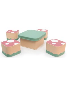 Conjunto seta - Mesa y cuatro taburetes