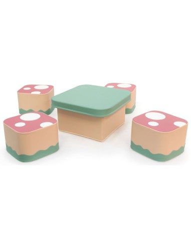 Conjunto seta - Mesa y cuatro taburetes
