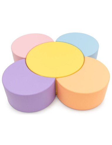 Mesa flor con 4 taburetes petalos