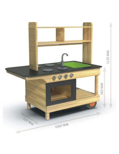 Cocina de madera para exterior portátil
