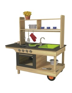 Cocina de madera para exterior portátil
