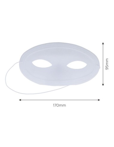Antifaz PVC flocado blanco - 12 unidades