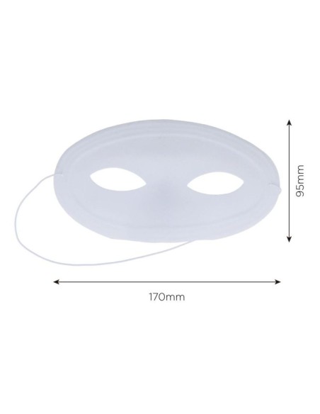 Antifaz PVC flocado blanco - 12 unidades