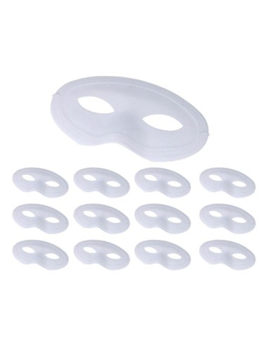 Antifaz PVC flocado blanco - 12 unidades