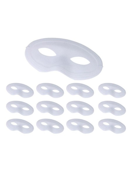 Antifaz PVC flocado blanco - 12 unidades