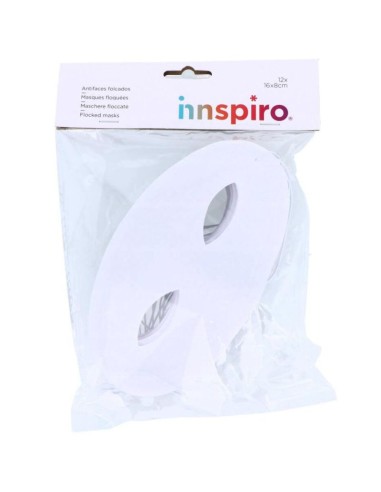 Antifaz PVC flocado blanco - 12 unidades