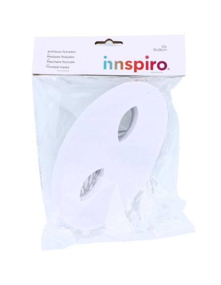 Antifaz PVC flocado blanco - 12 unidades