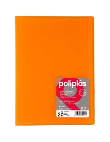 Carpeta translúcida 20 fundas - Naranja