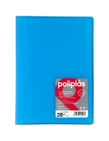 Carpeta translúcida 20 fundas: Azul