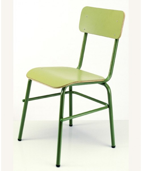 Silla escolar verde. Patas verdes - 39 cm. de alto