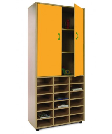 Armario alto 40x80x180 cm: 2 puertas + 18 casillas