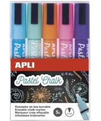 Rotuladores tiza líquida Colores pastel - 5 unidades