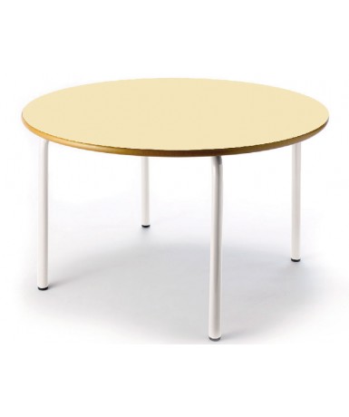 Mesa redonda 120 cm. de ø. Patas blancas - 46...
