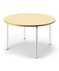 Mesa redonda 120 cm. de ø. Patas blancas - 46 cm. de alto