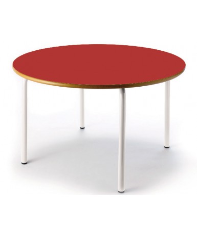 Mesa redonda 120 cm. de ø. Patas blancas - 46...