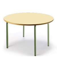 Mesa redonda 90 cm. de ø. Patas verdes - 54 cm. de alto.