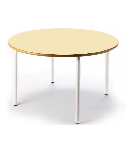 Mesa redonda 120 cm. de ø. Patas blancas - 54 cm. de alto