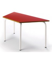 Mesa Trapezoidal 120x60x60 cm. Patas blancas - 46 cm. de alto