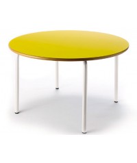 Mesa redonda 120 cm. de ø. Patas blancas - 60 cm. de alto