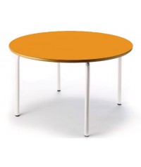 Mesa redonda 120 cm. de ø. Patas blancas - 60 cm. de alto