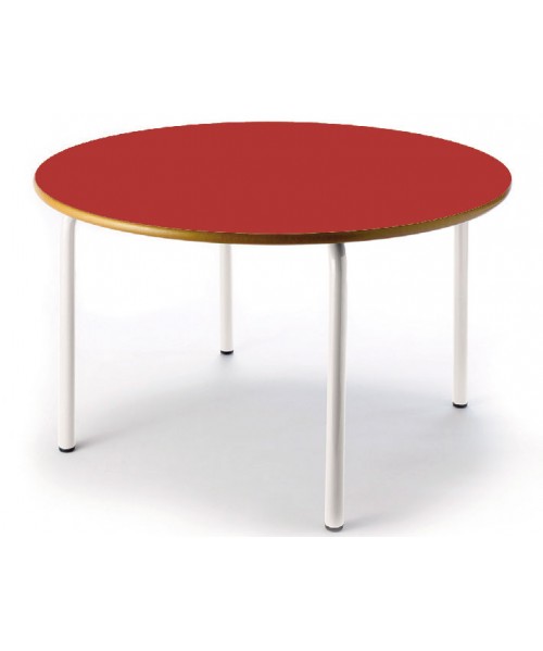Mesa redonda 120 cm. de ø. Patas blancas - 60 cm. de alto