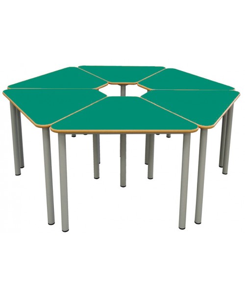 Mesa E165 1/6 hexágono patas grises - 70 cm. de alto