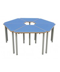 Mesa E165 1/6 hexágono patas grises - 75 cm de alto.