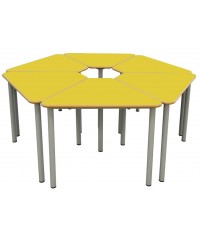 Mesa E165 1/6 hexágono patas grises - 75 cm de alto.